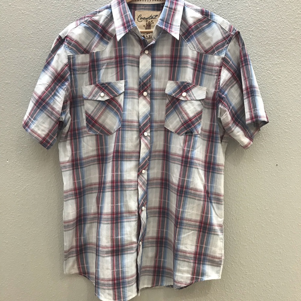 Coastal snap front short sleeve shirt large